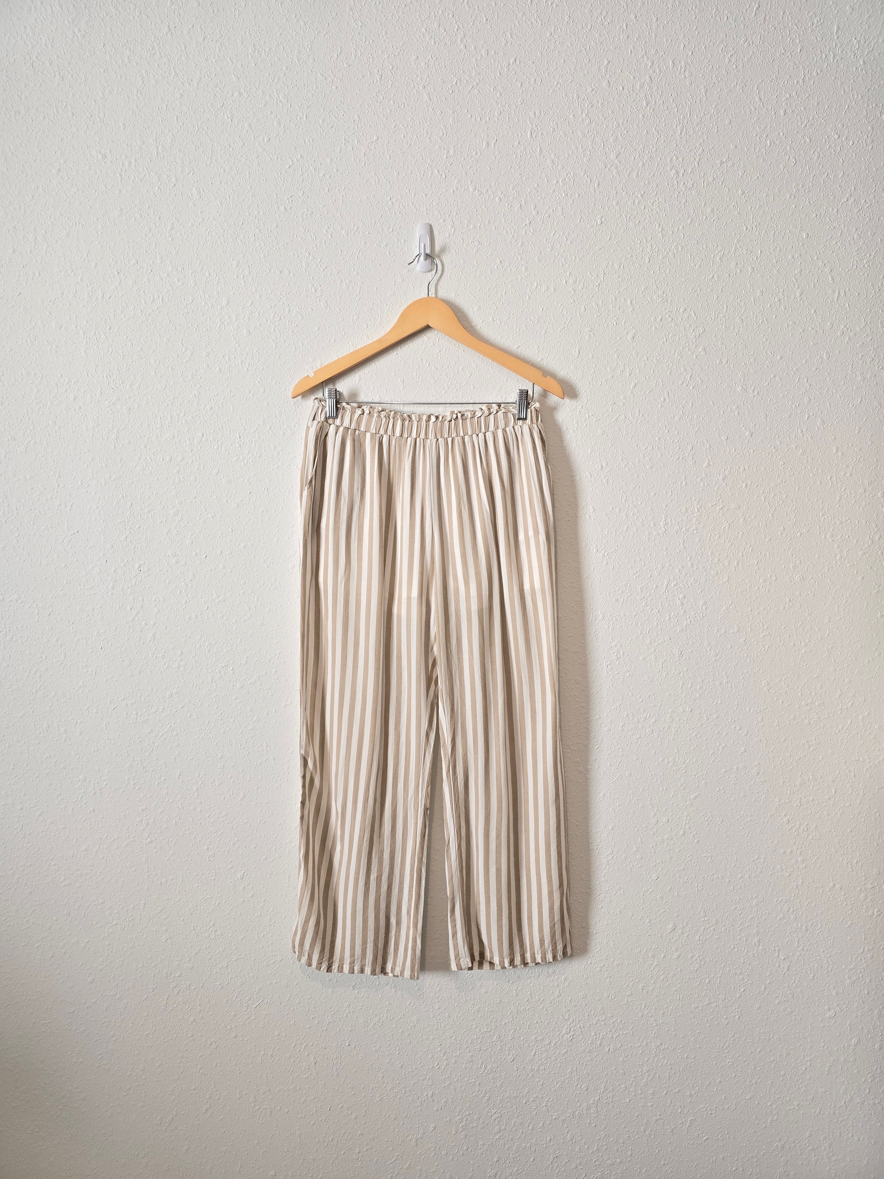 Neutral Striped Straight Pants (L)