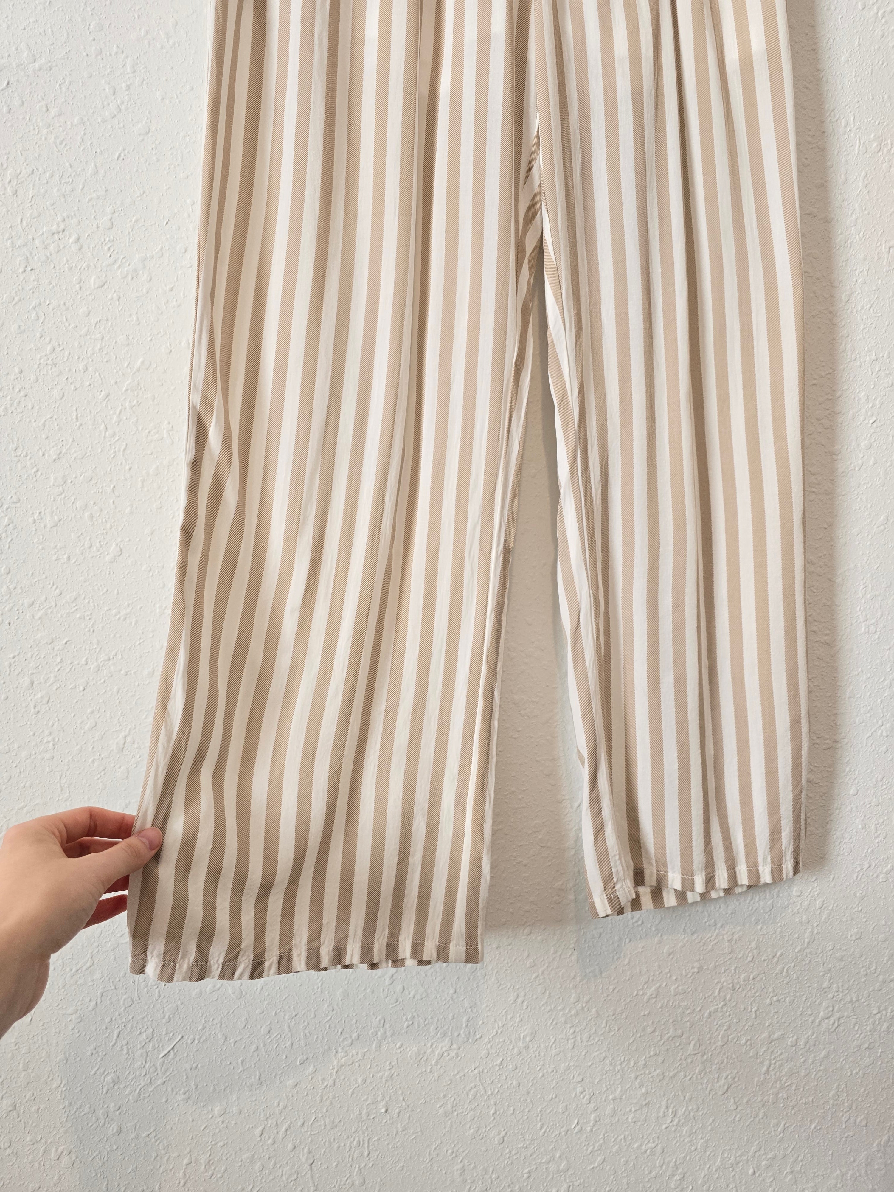 Neutral Striped Straight Pants (L)