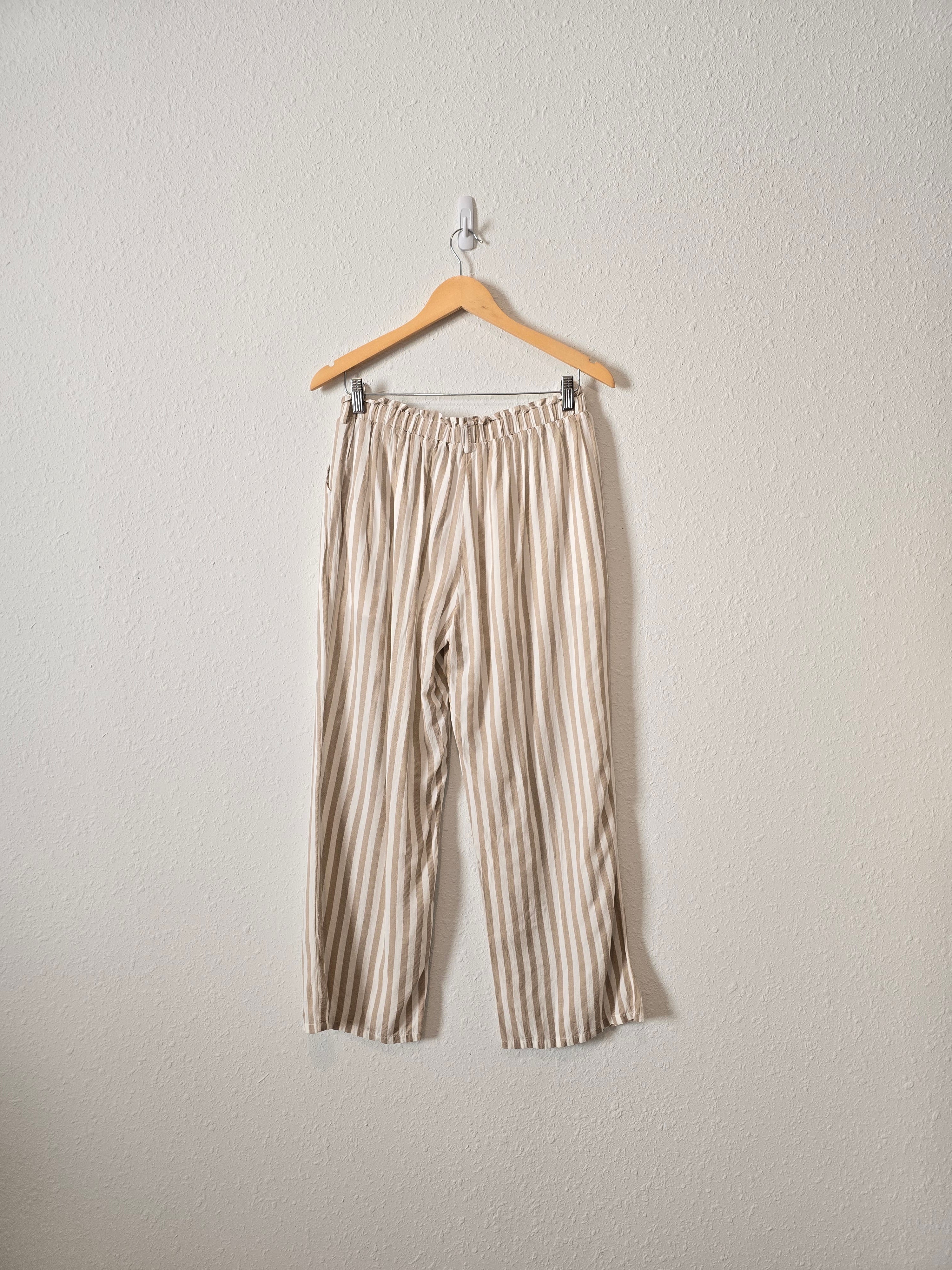 Neutral Striped Straight Pants (L)