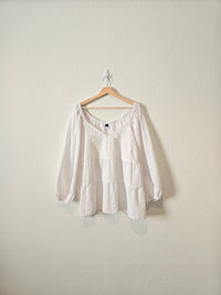 White Tiered Textured Top (3X)