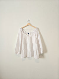 White Tiered Textured Top (3X)