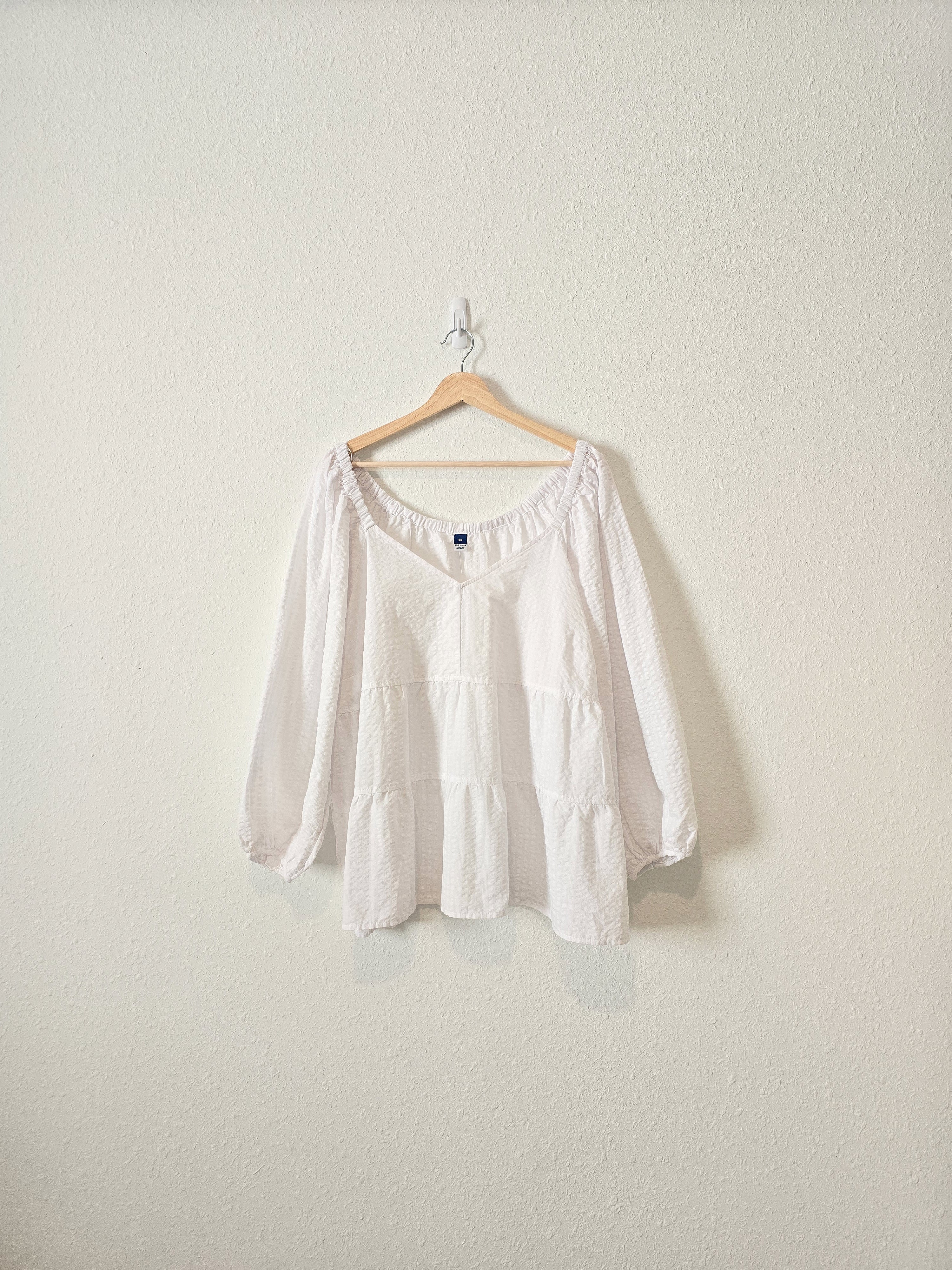 White Tiered Textured Top (3X)