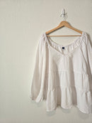 White Tiered Textured Top (3X)