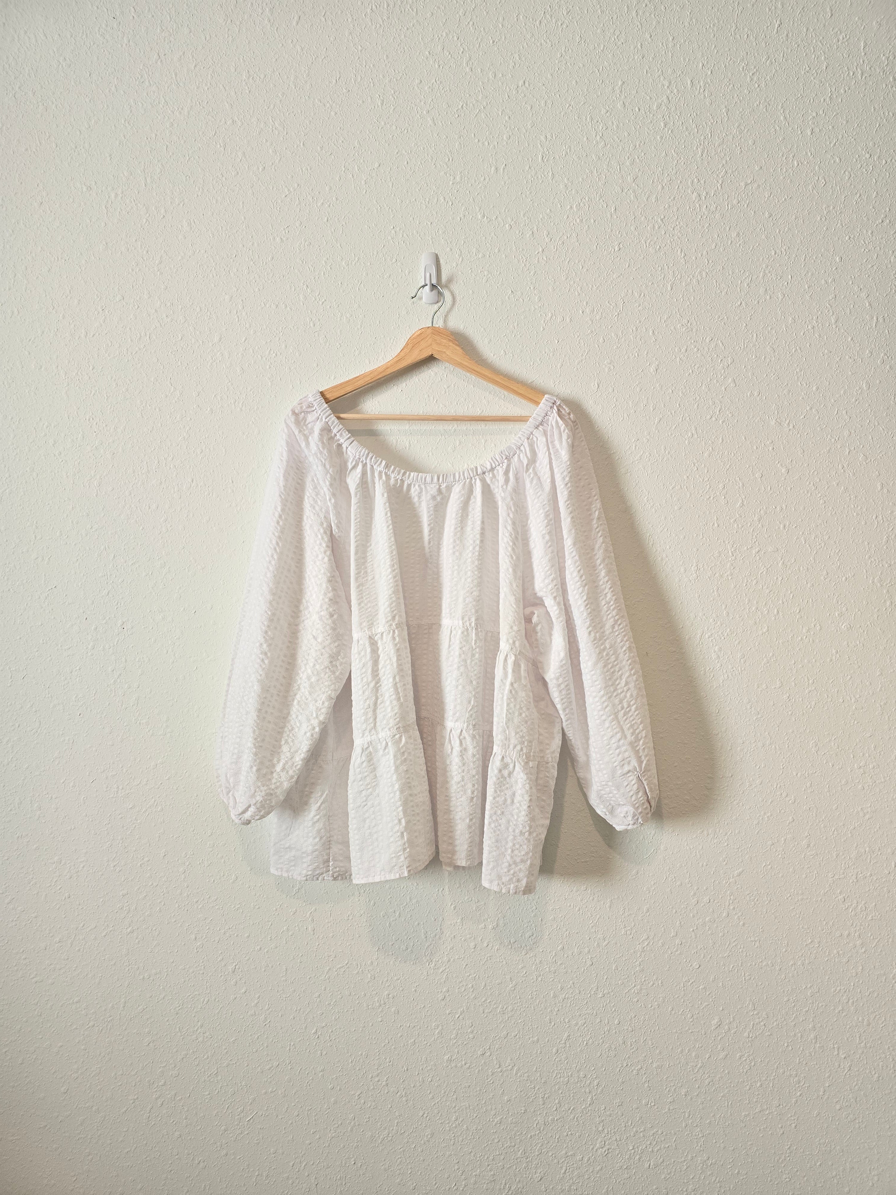 White Tiered Textured Top (3X)