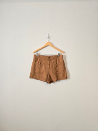 Brown Linen Blend Shorts (L)