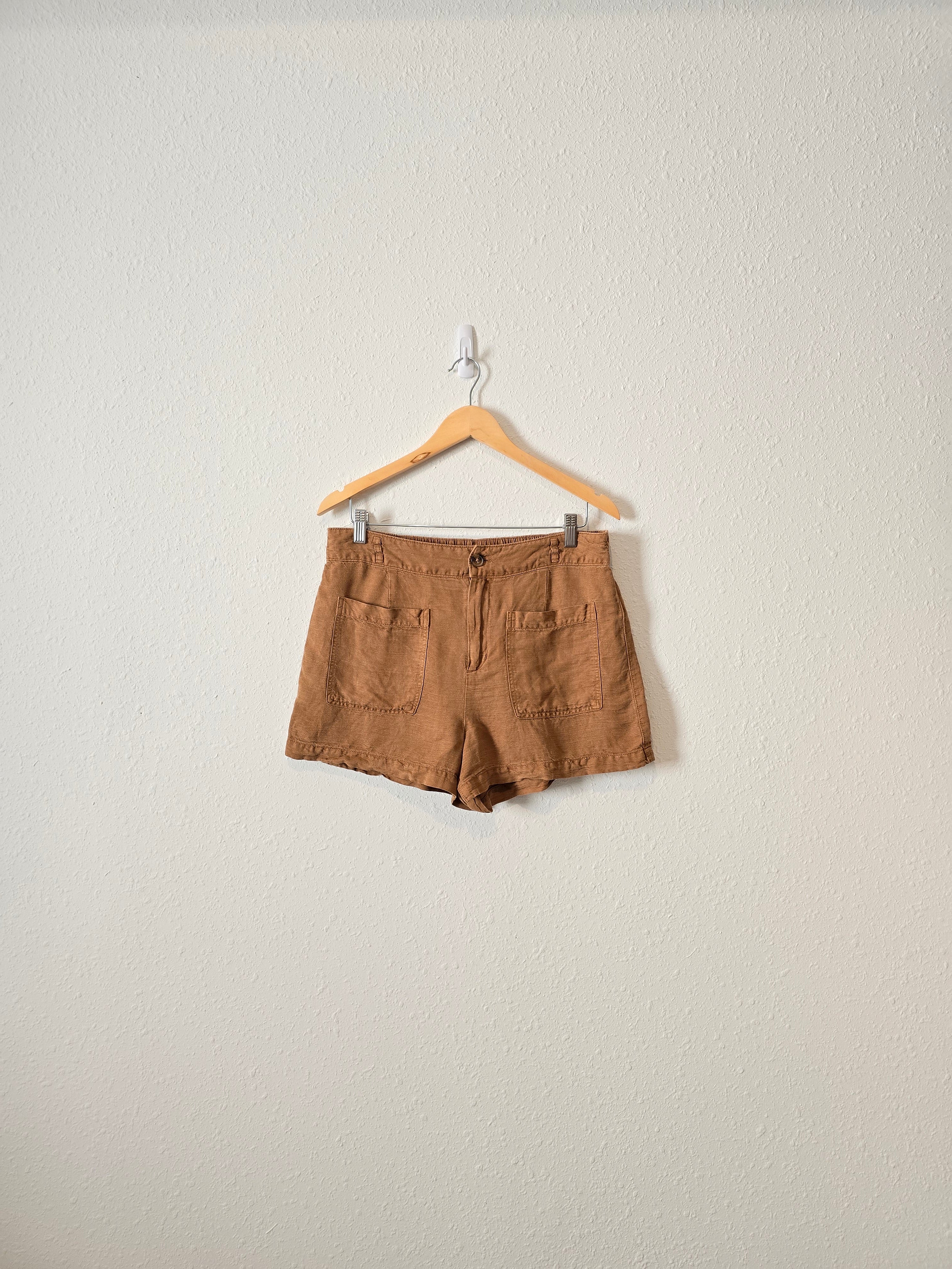 Brown Linen Blend Shorts (L)