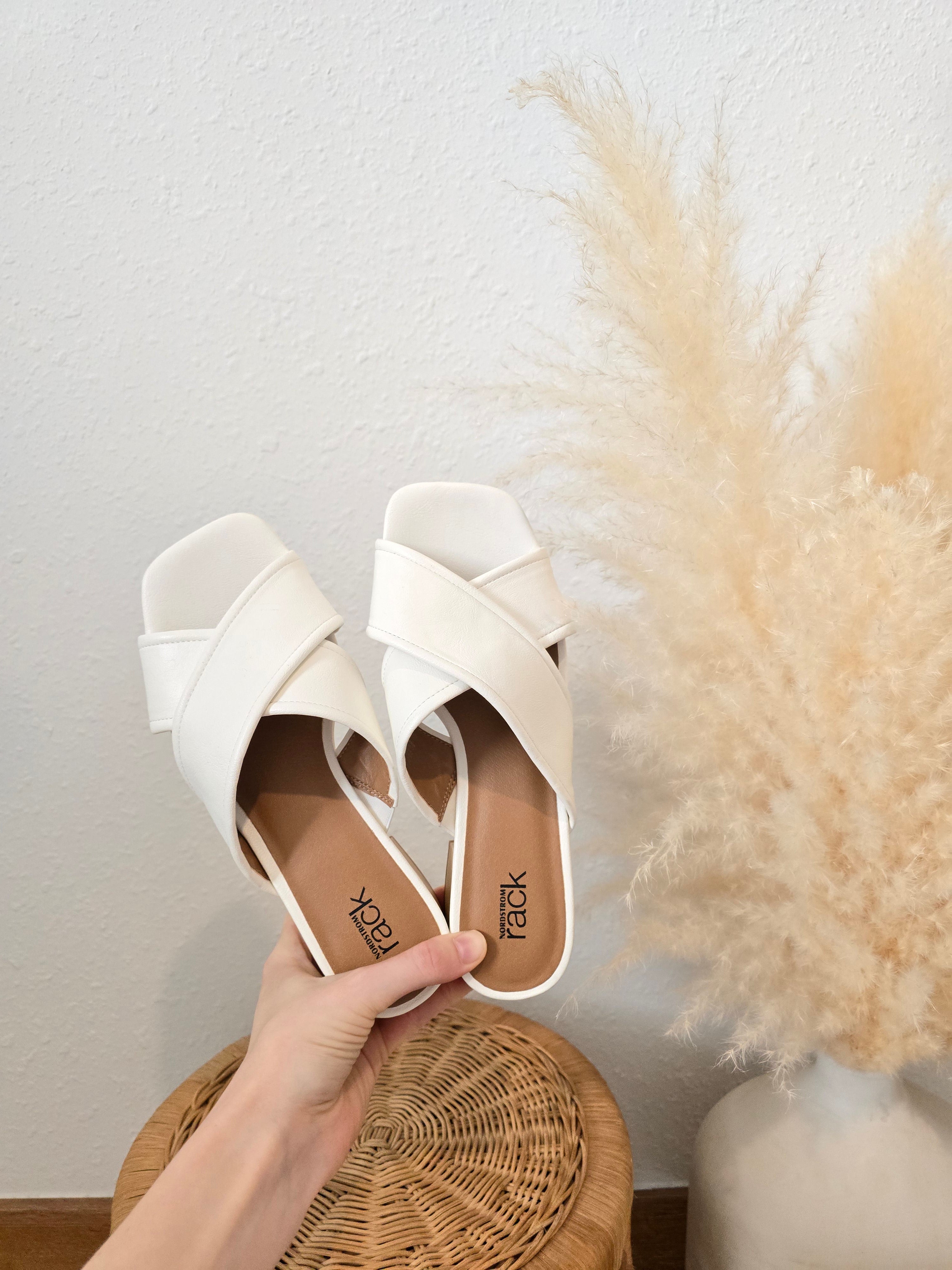 White Block Heel Sandals (7.5)