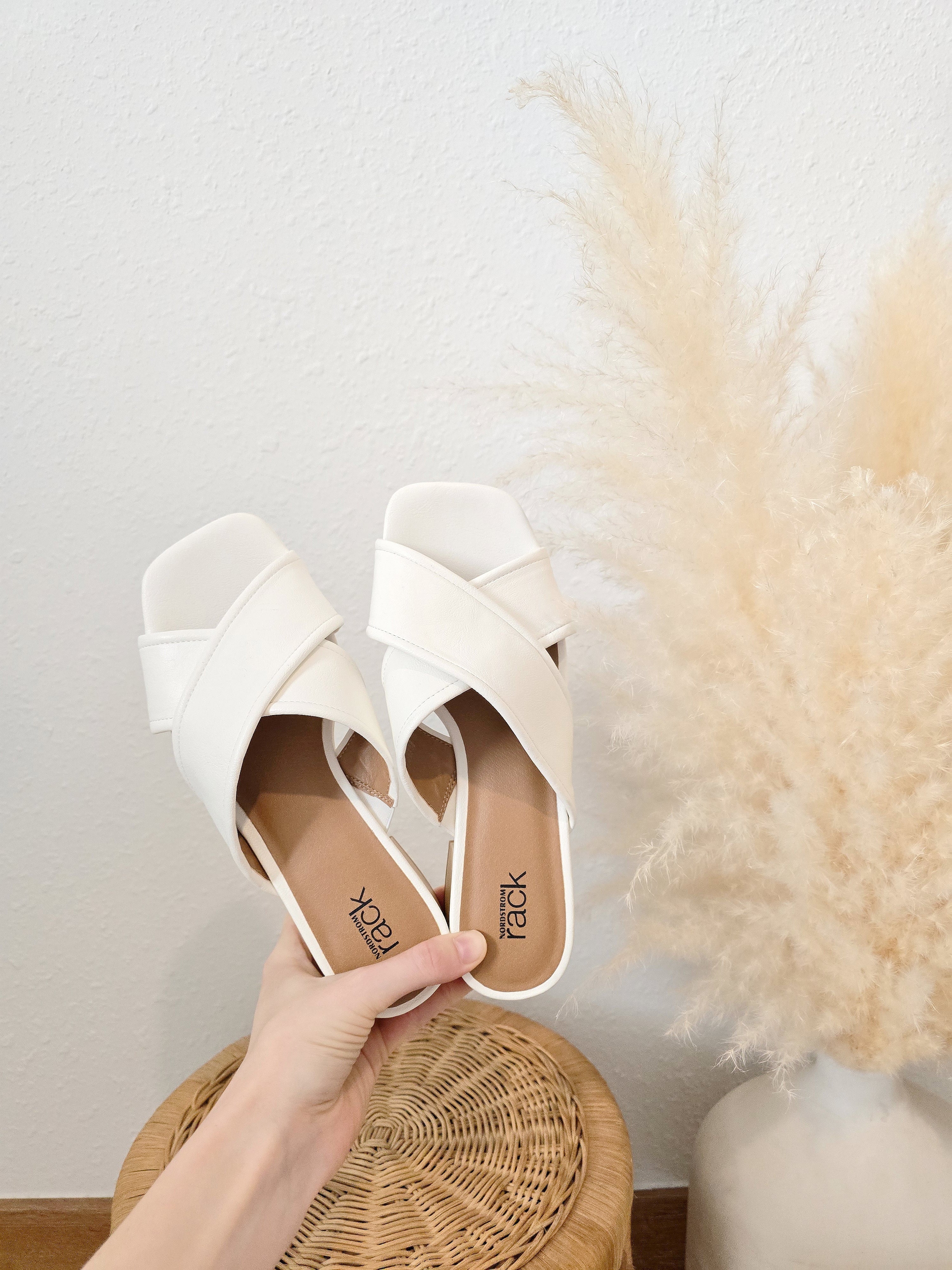 White Block Heel Sandals (7.5)