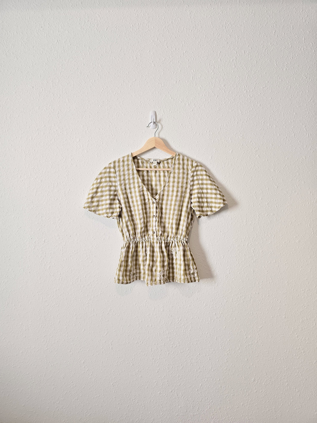 Floral Embroidered Gingham Top (XS/S)