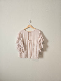 Striped Ruffle Sleeve Top (L)