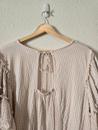 Striped Ruffle Sleeve Top (L)