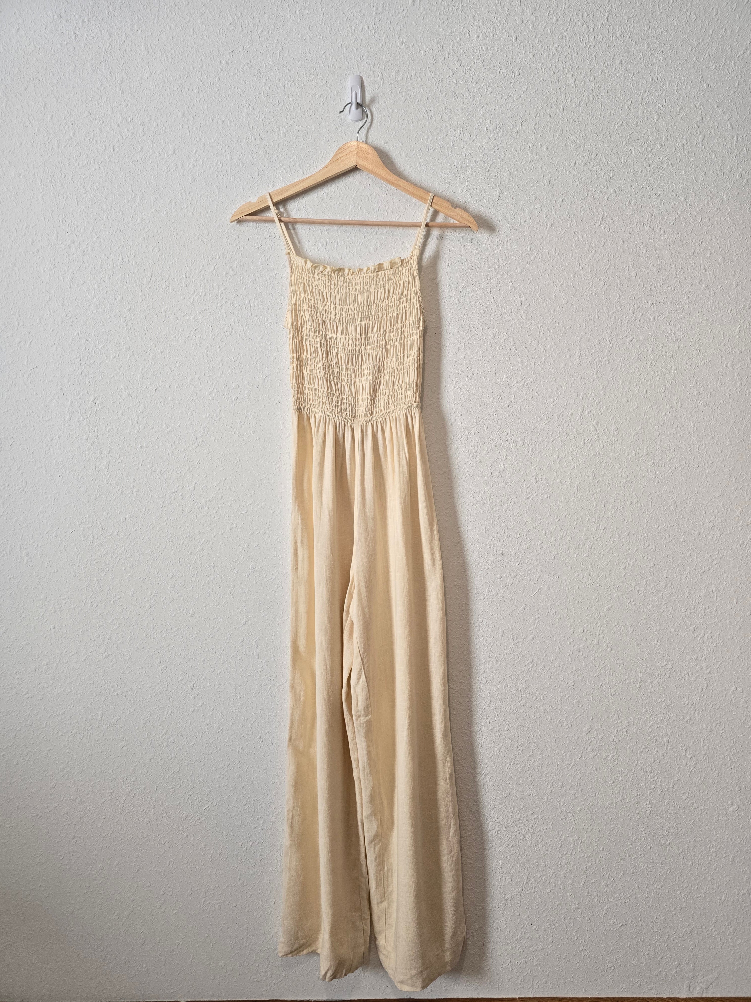 NEW Smocked Linen Blend Jumpsuit (XS)