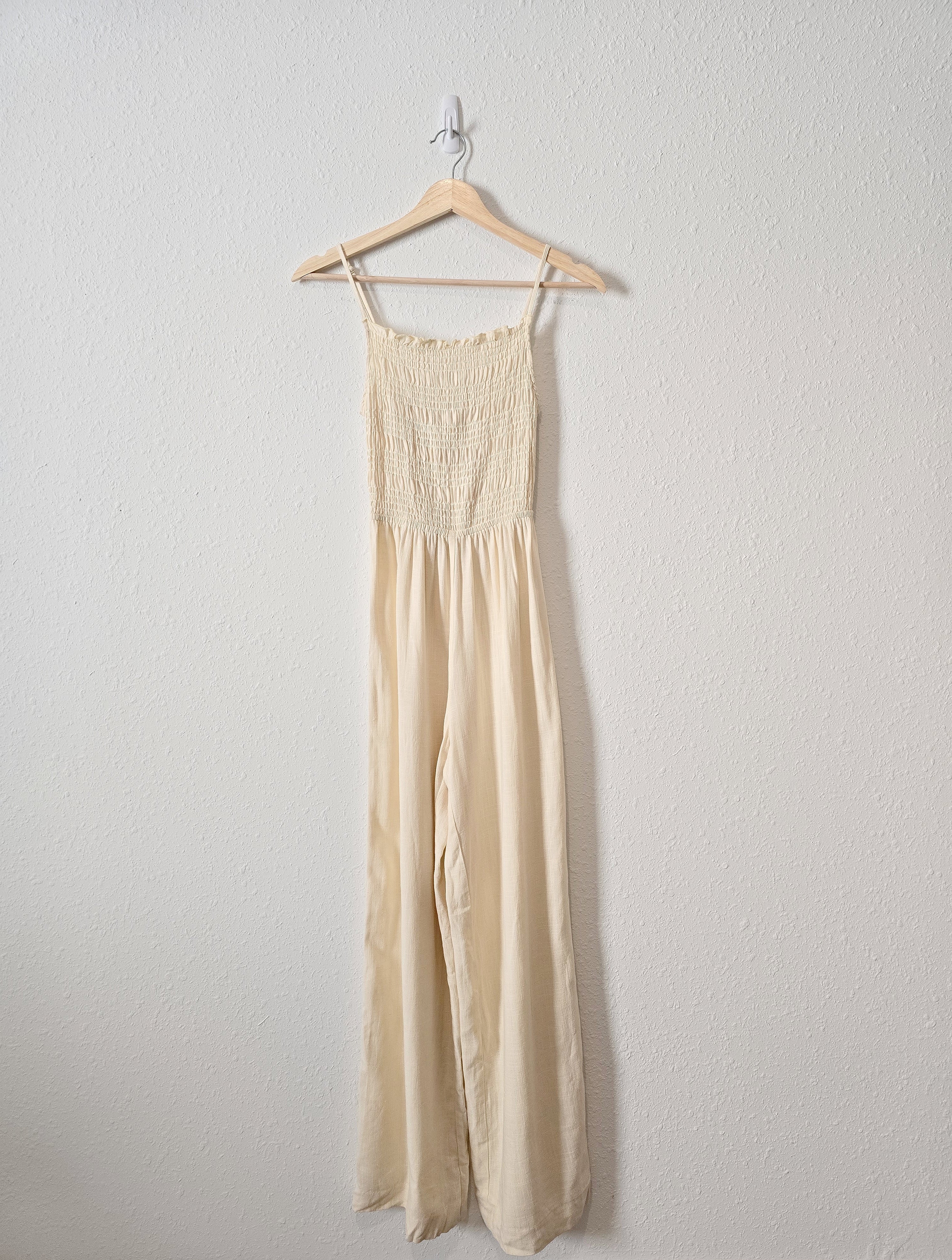 NEW Smocked Linen Blend Jumpsuit (XS)