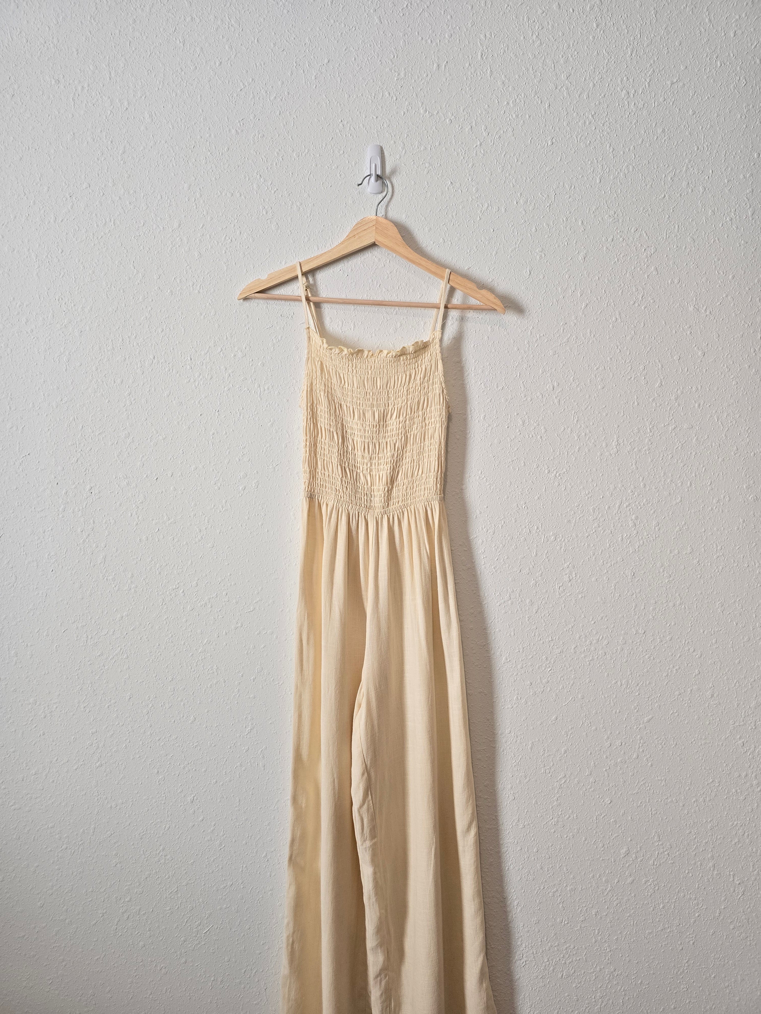 NEW Smocked Linen Blend Jumpsuit (XS)