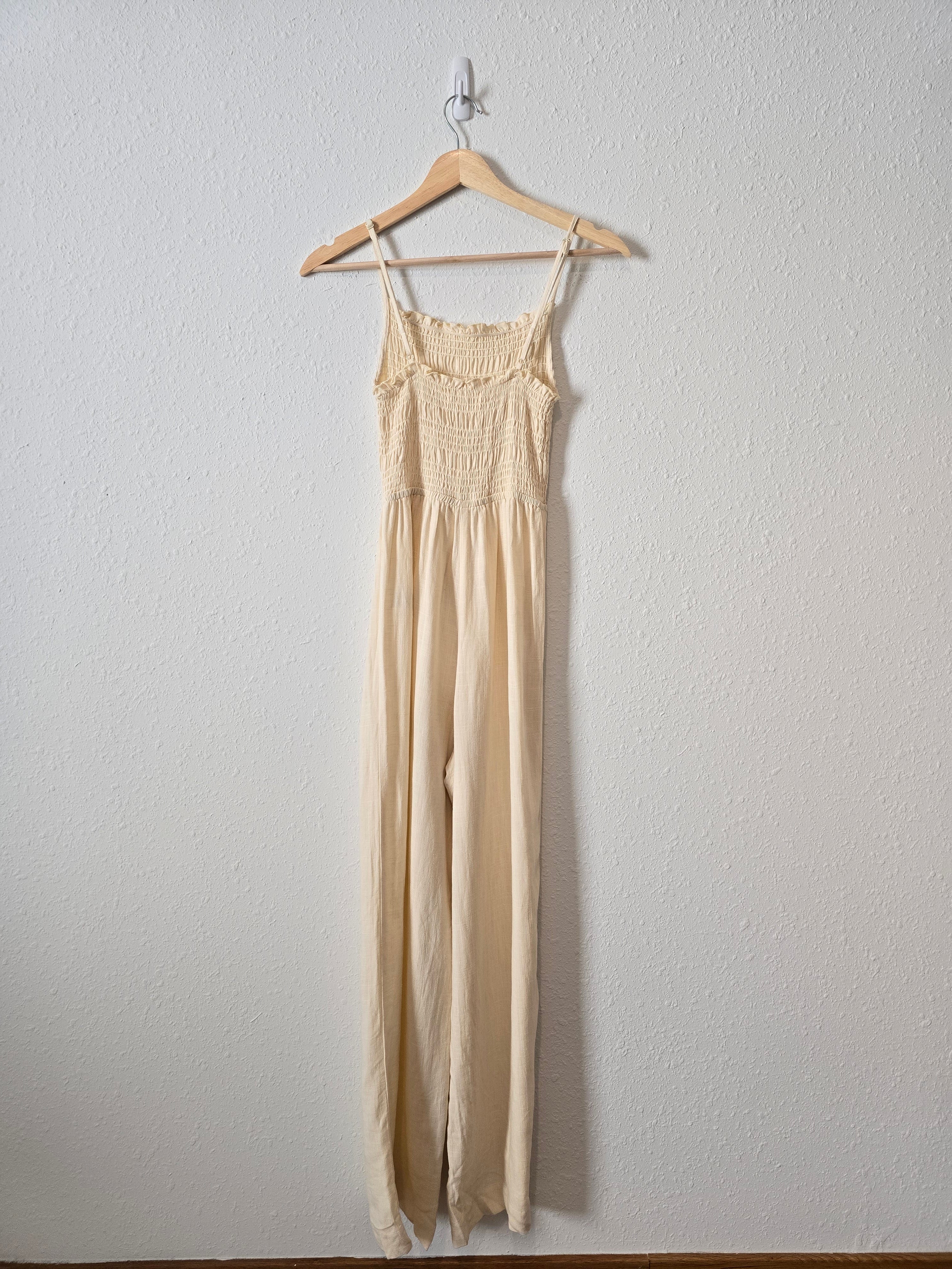 NEW Smocked Linen Blend Jumpsuit (XS)