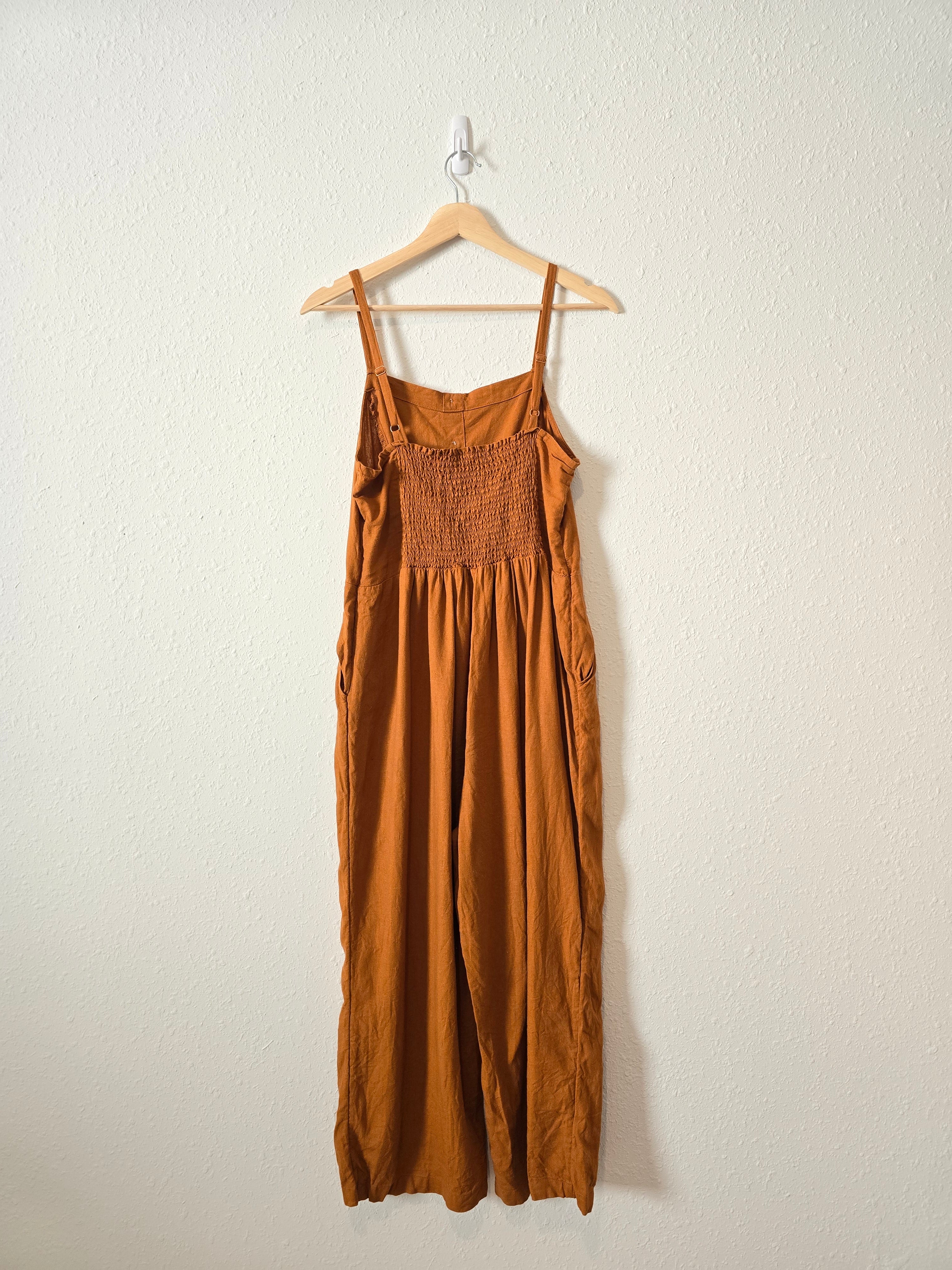 Burnt Orange Linen Jumpsuit (M)