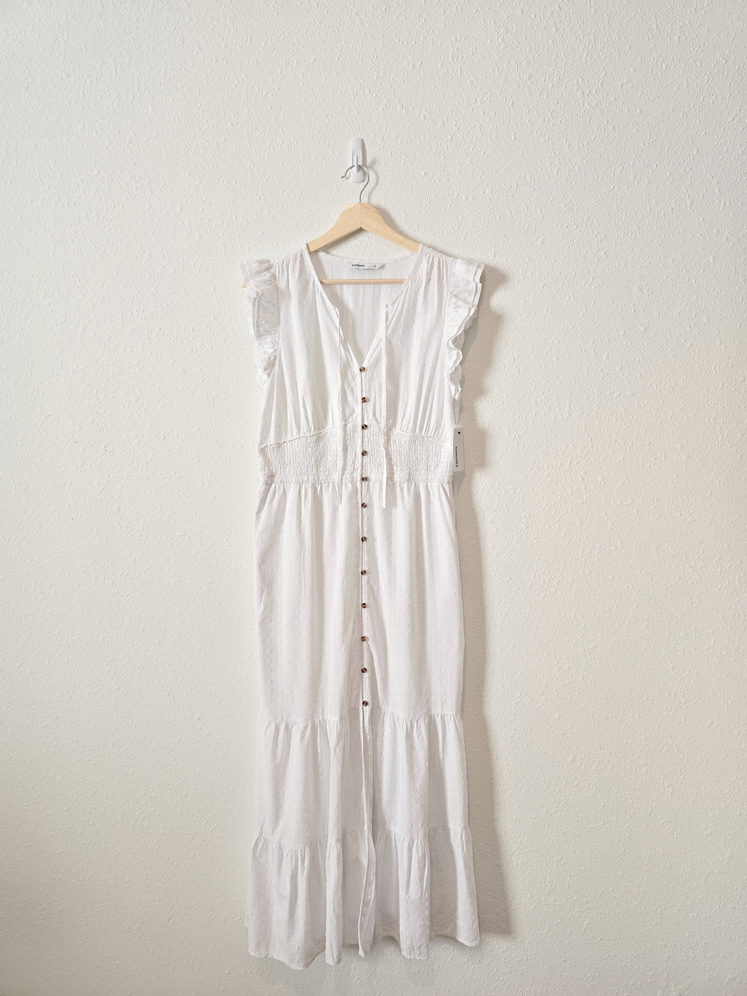 NEW White Textured Maxi Dress (M)