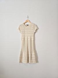 Neutral Crochet Knit Dress (S)