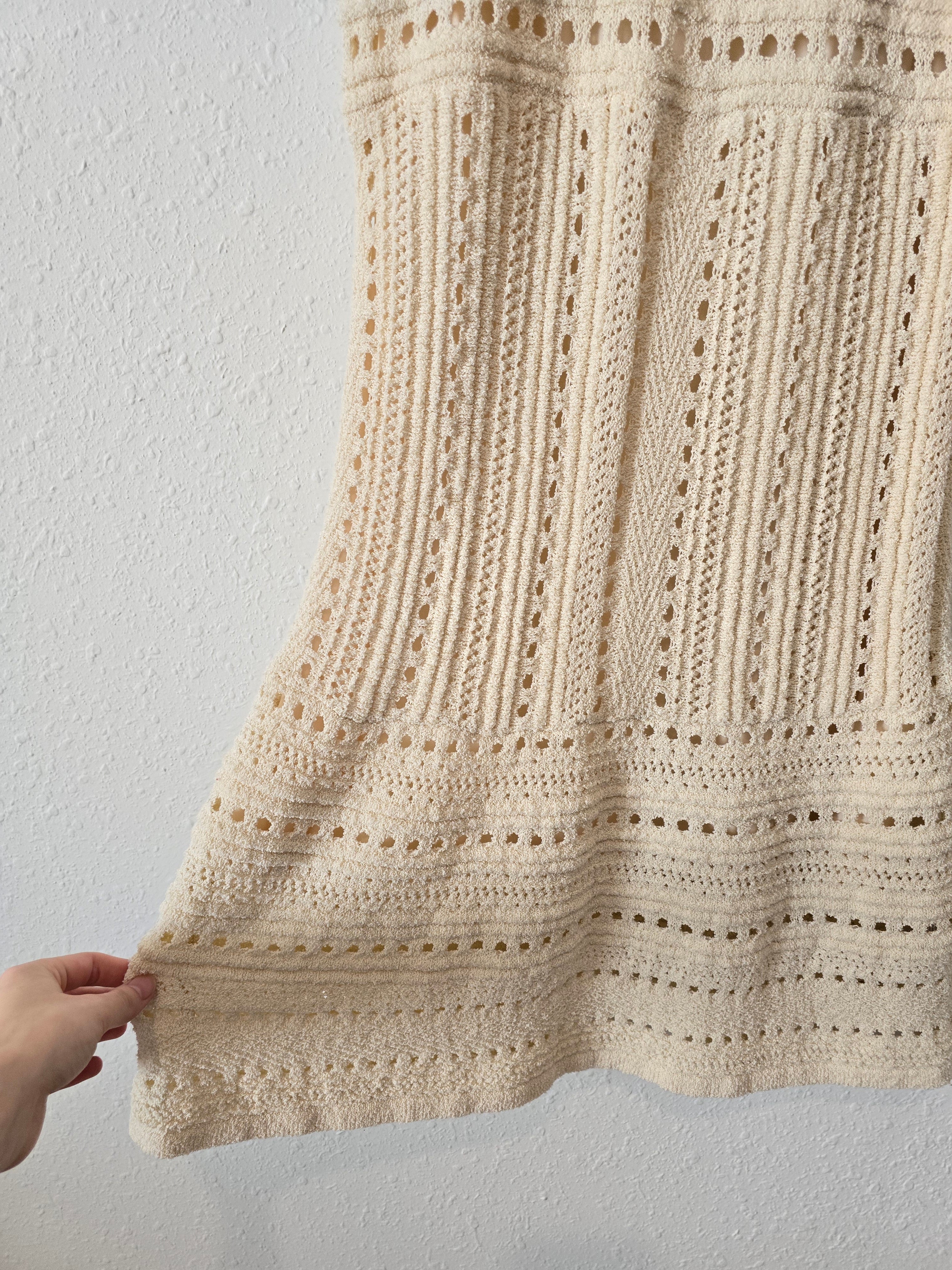 Neutral Crochet Knit Dress (S)