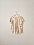 Neutral Gingham V Neck Top (XL)