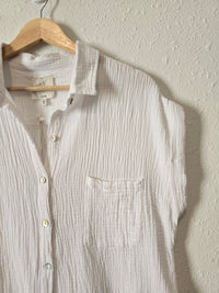 NEW White Gauze Button Up (L)