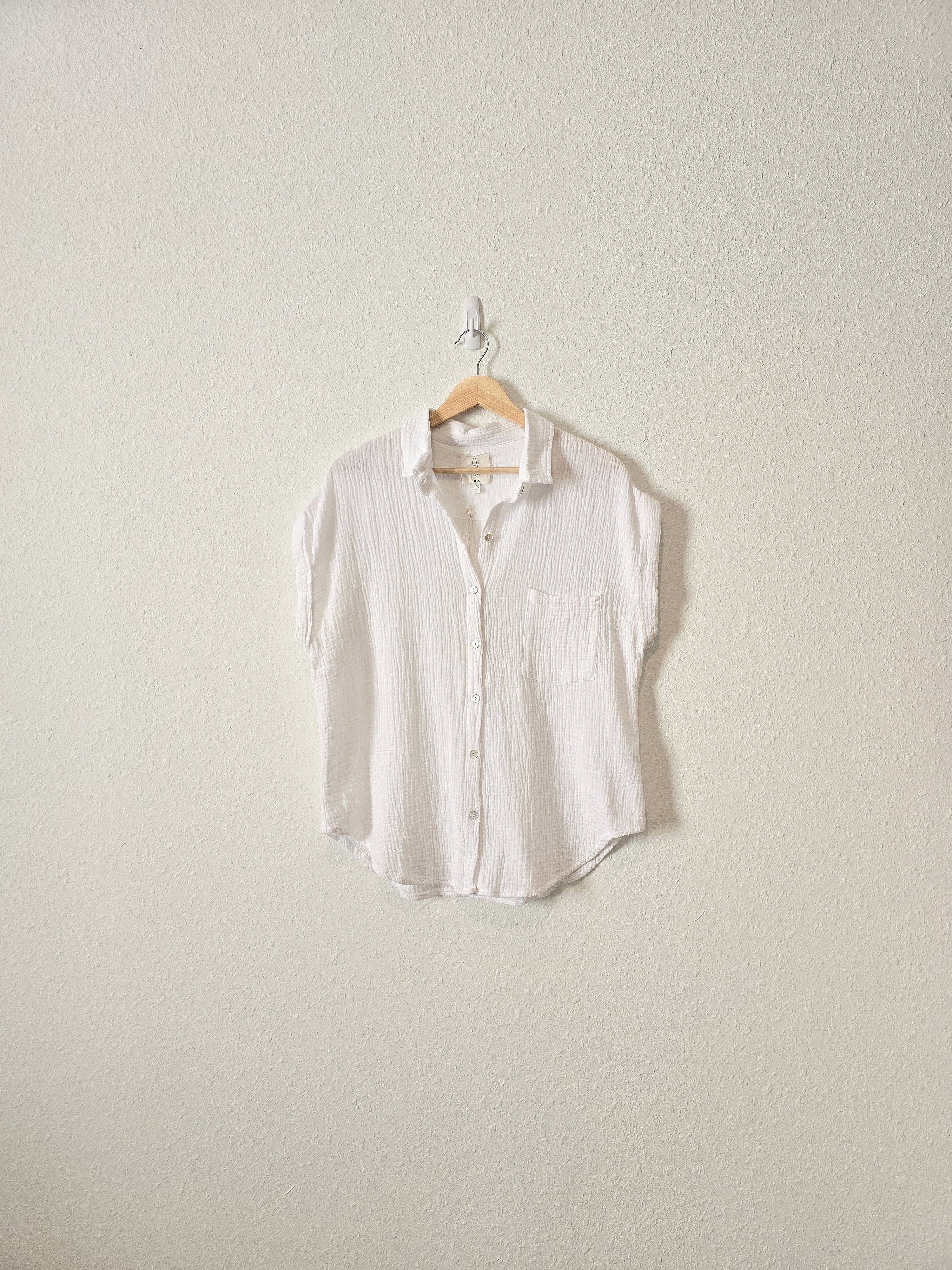 NEW White Gauze Button Up (L)