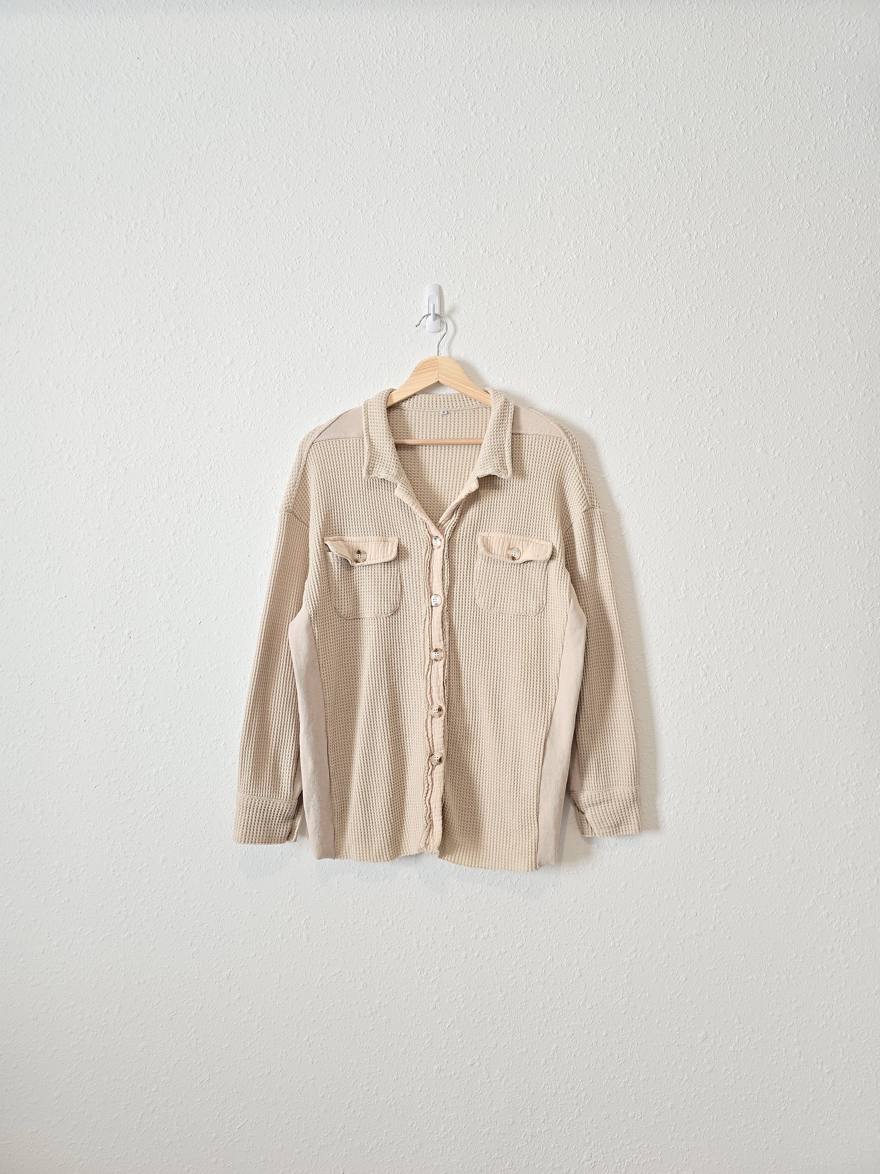 Neutral Waffle Button Up (S)