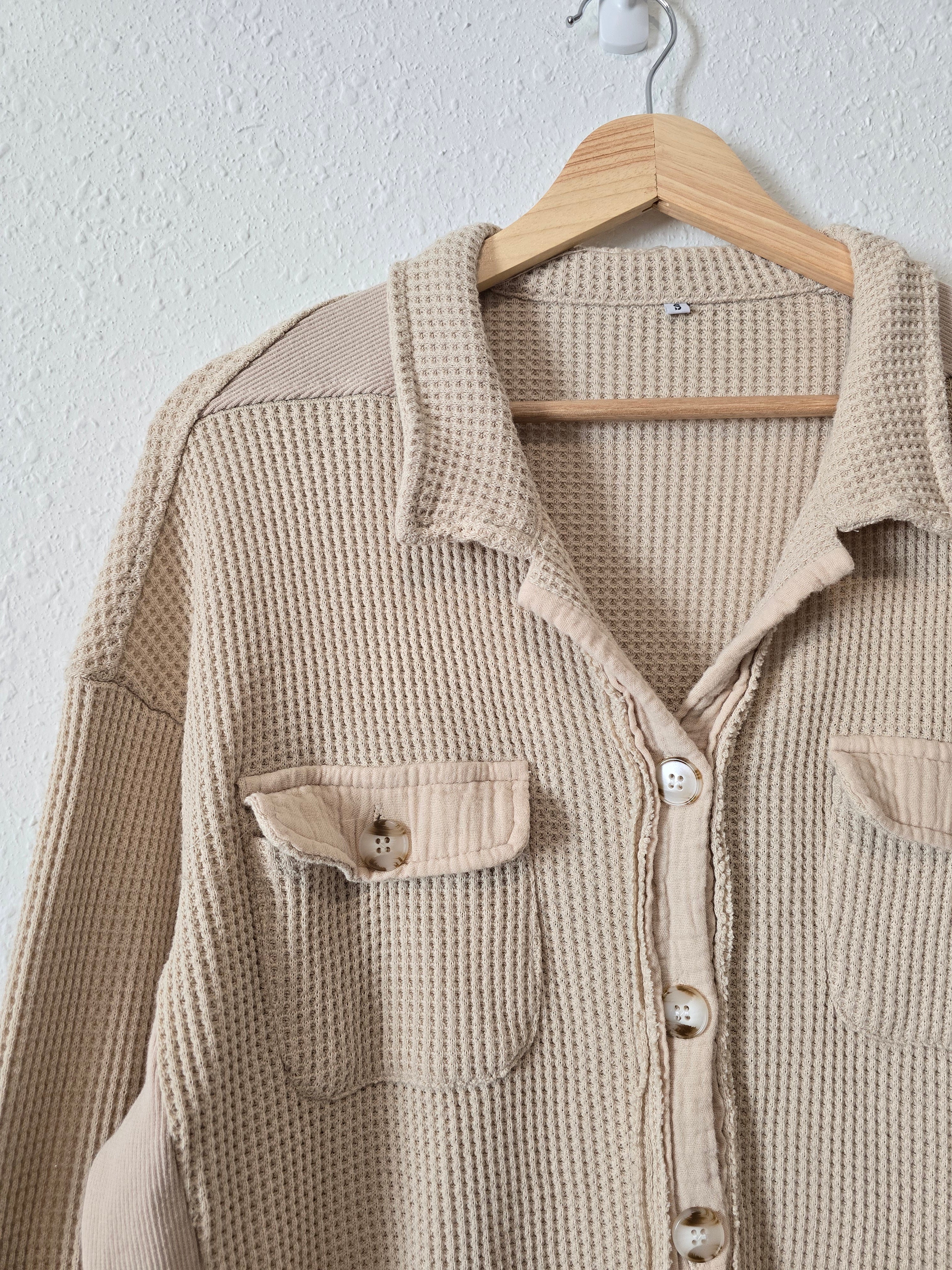 Neutral Waffle Button Up (S)