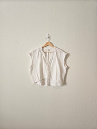 Aerie White Gauze Crop Tee (XS)