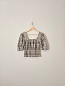 Smocked Plaid Crop Top (XS)