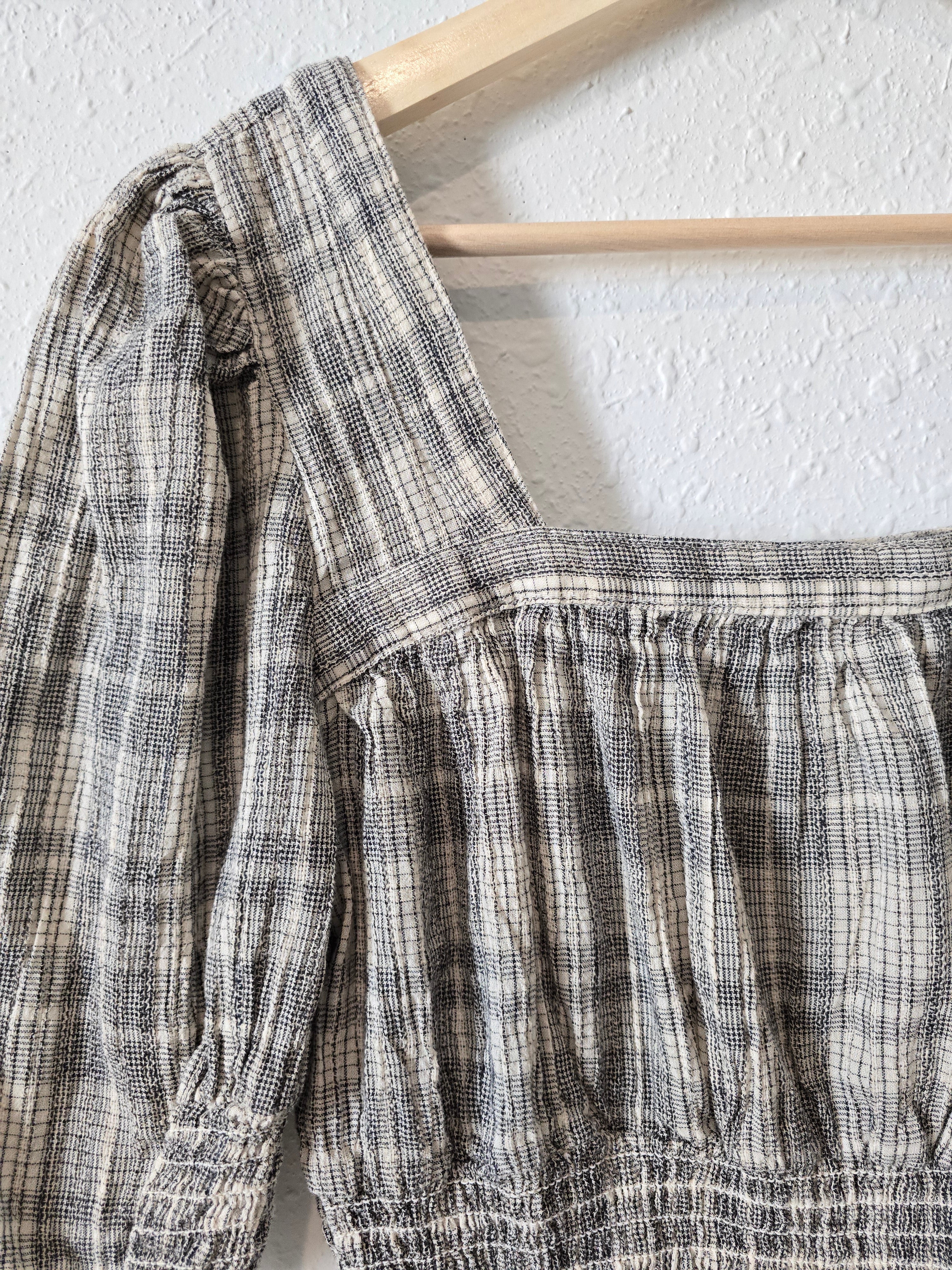 Smocked Plaid Crop Top (XS)