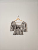 Smocked Plaid Crop Top (XS)