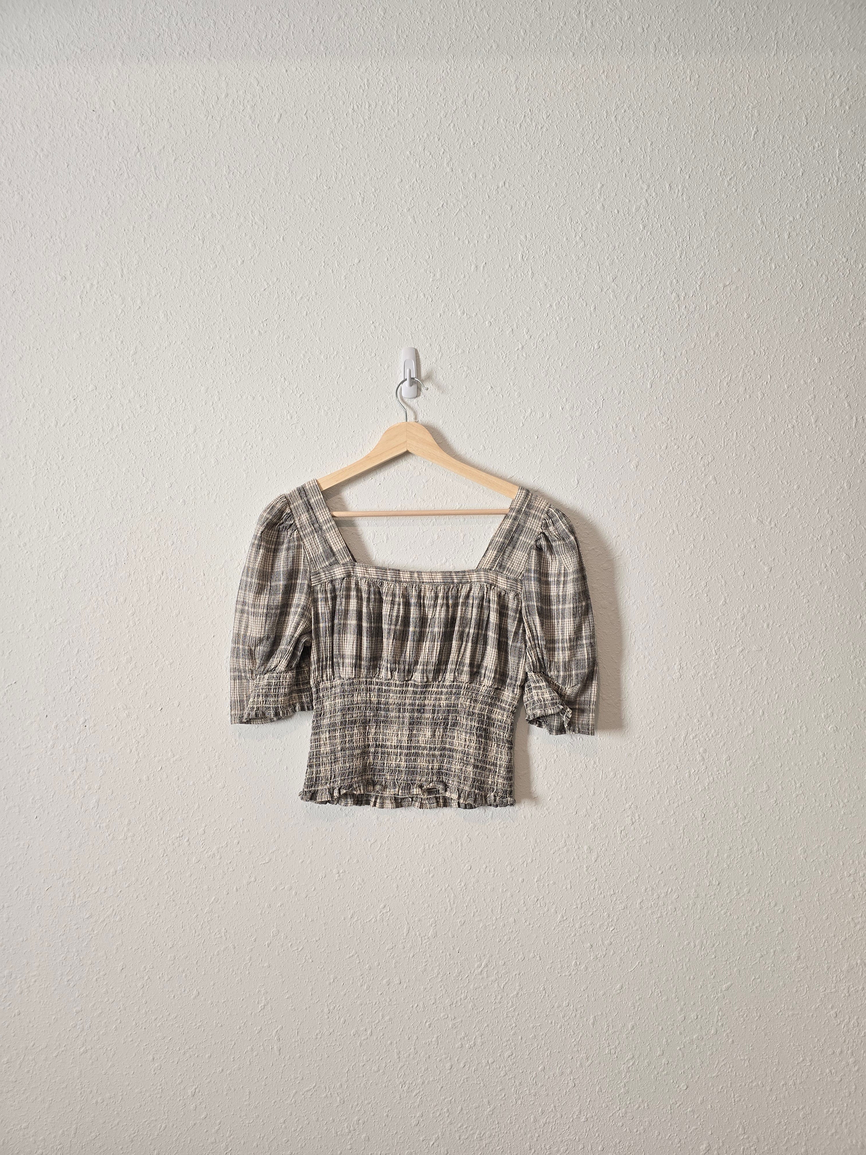 Smocked Plaid Crop Top (XS)