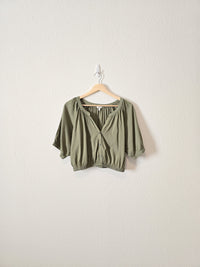 Aerie Green Crop Button Up (S)