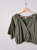 Aerie Green Crop Button Up (S)