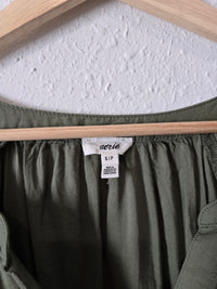 Aerie Green Crop Button Up (S)