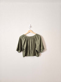 Aerie Green Crop Button Up (S)