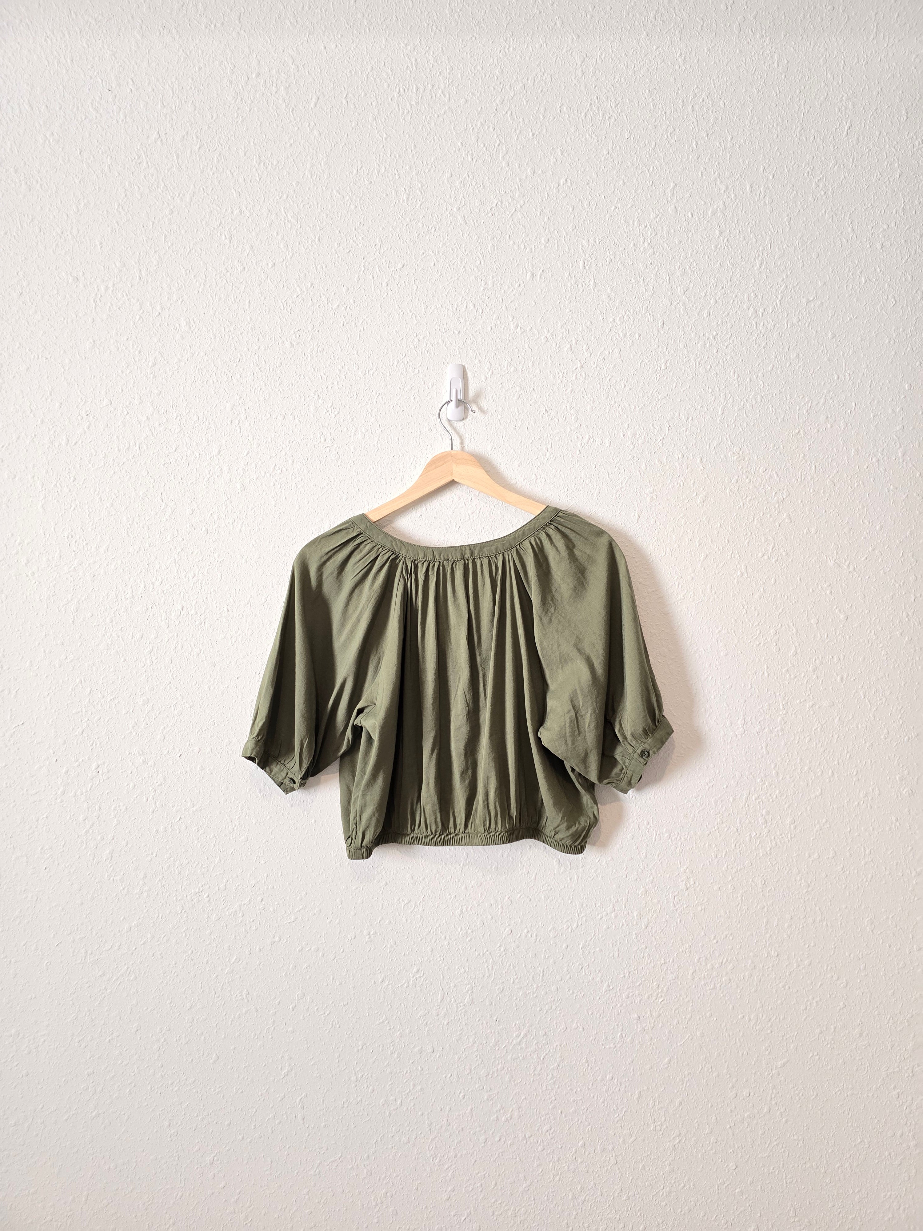 Aerie Green Crop Button Up (S)