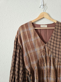 By Together Plaid Puff Sleeve Top (S)