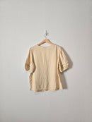 Neutral Gauze Puff Sleeve Top (S)