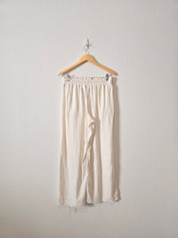 Wide Leg Linen Blend Pants (L)