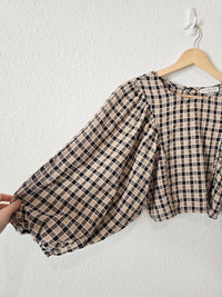 NEW Checkered Puff Sleeve Top (S)