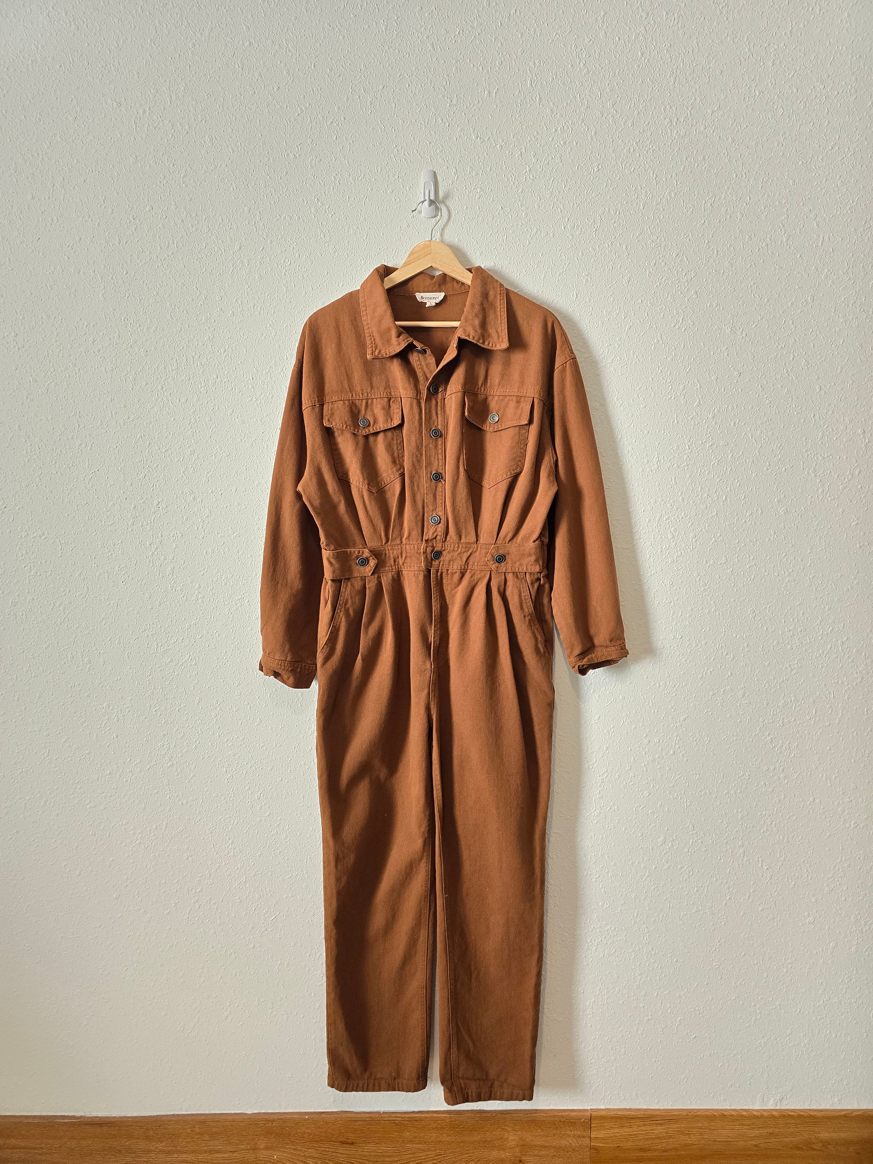 Boutique Brown Cotton Coveralls (L)