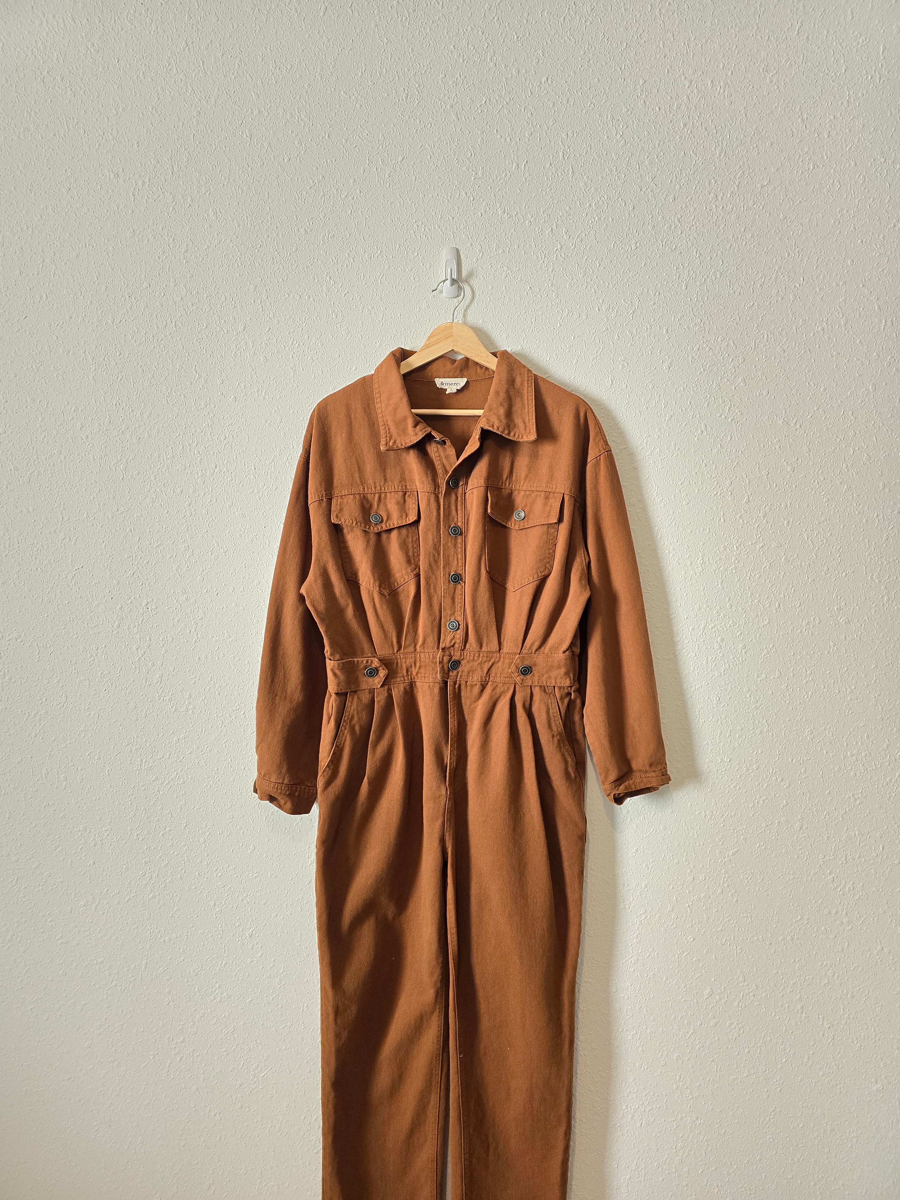 Boutique Brown Cotton Coveralls (L)