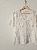 Anthropologie White Floral Button Up (6)