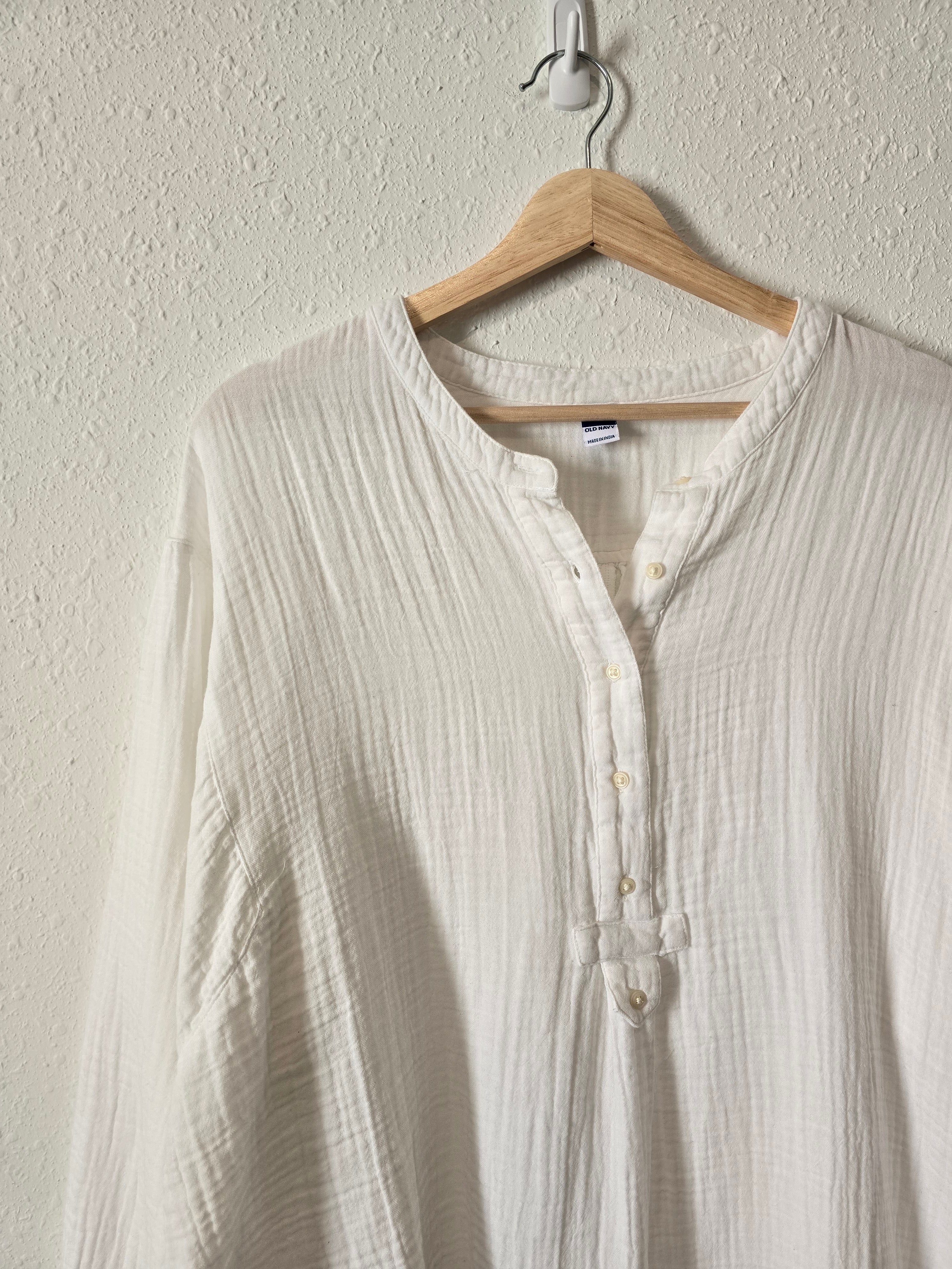 White Gauze Puff Sleeve Top (XL)