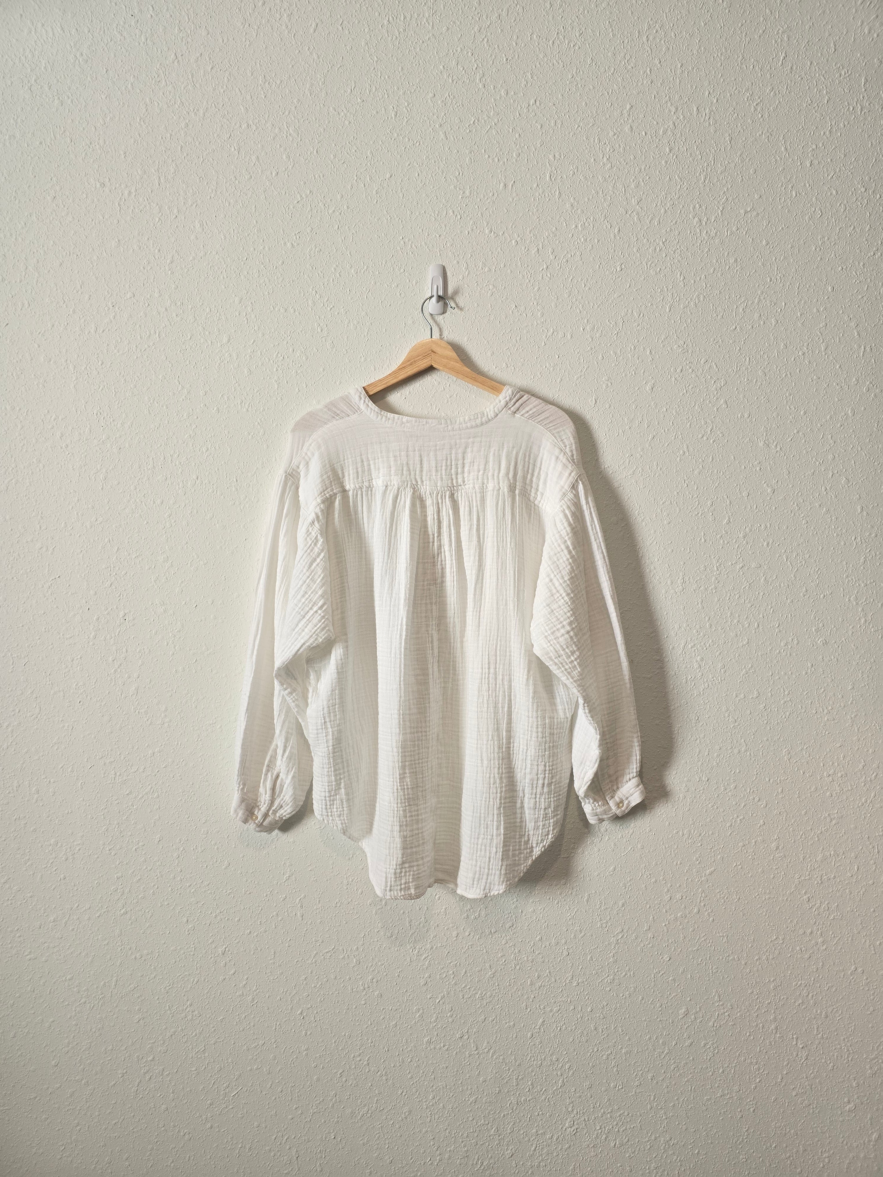 White Gauze Puff Sleeve Top (XL)