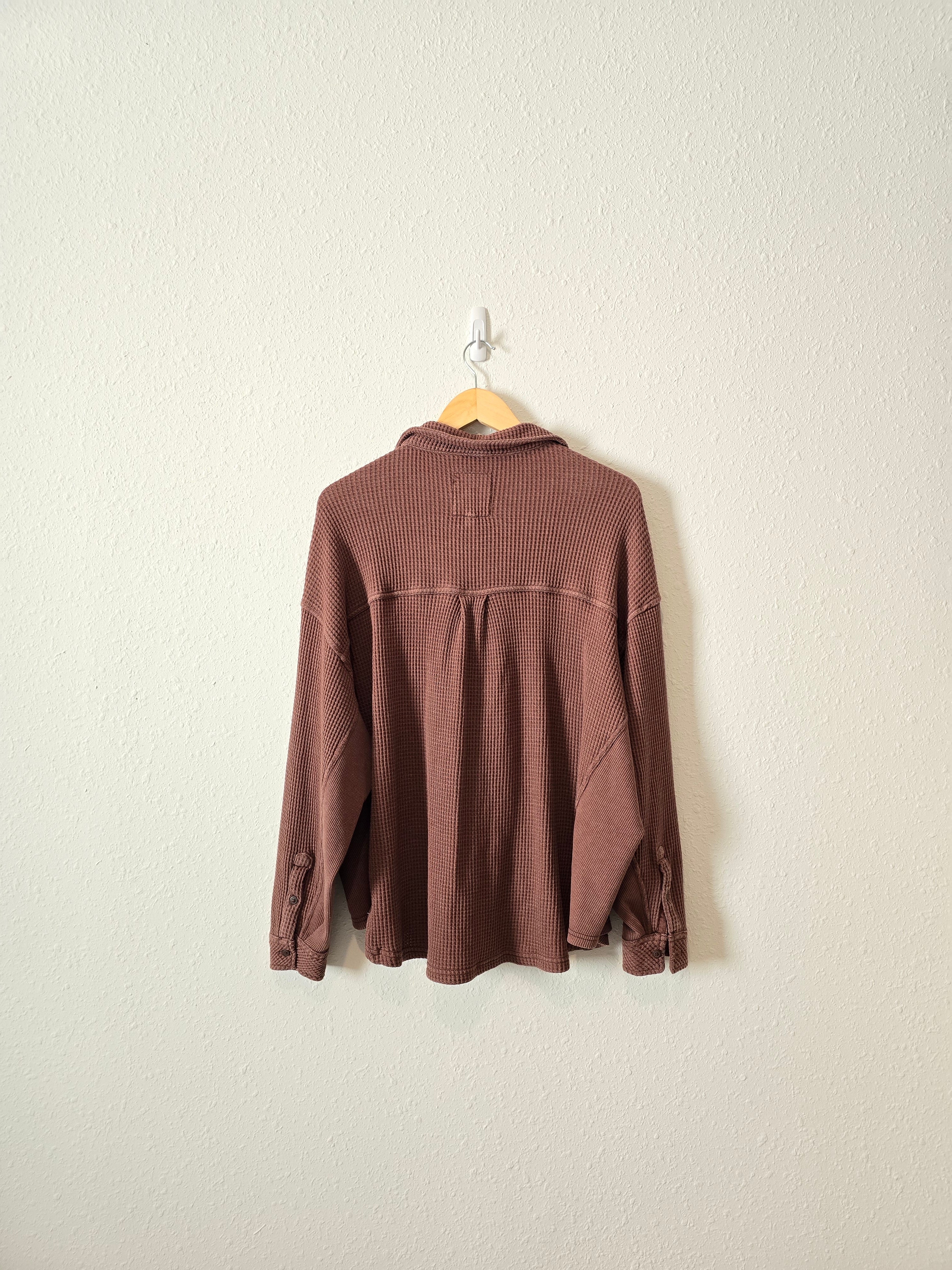 Aerie Brown Waffle Button Up (L)