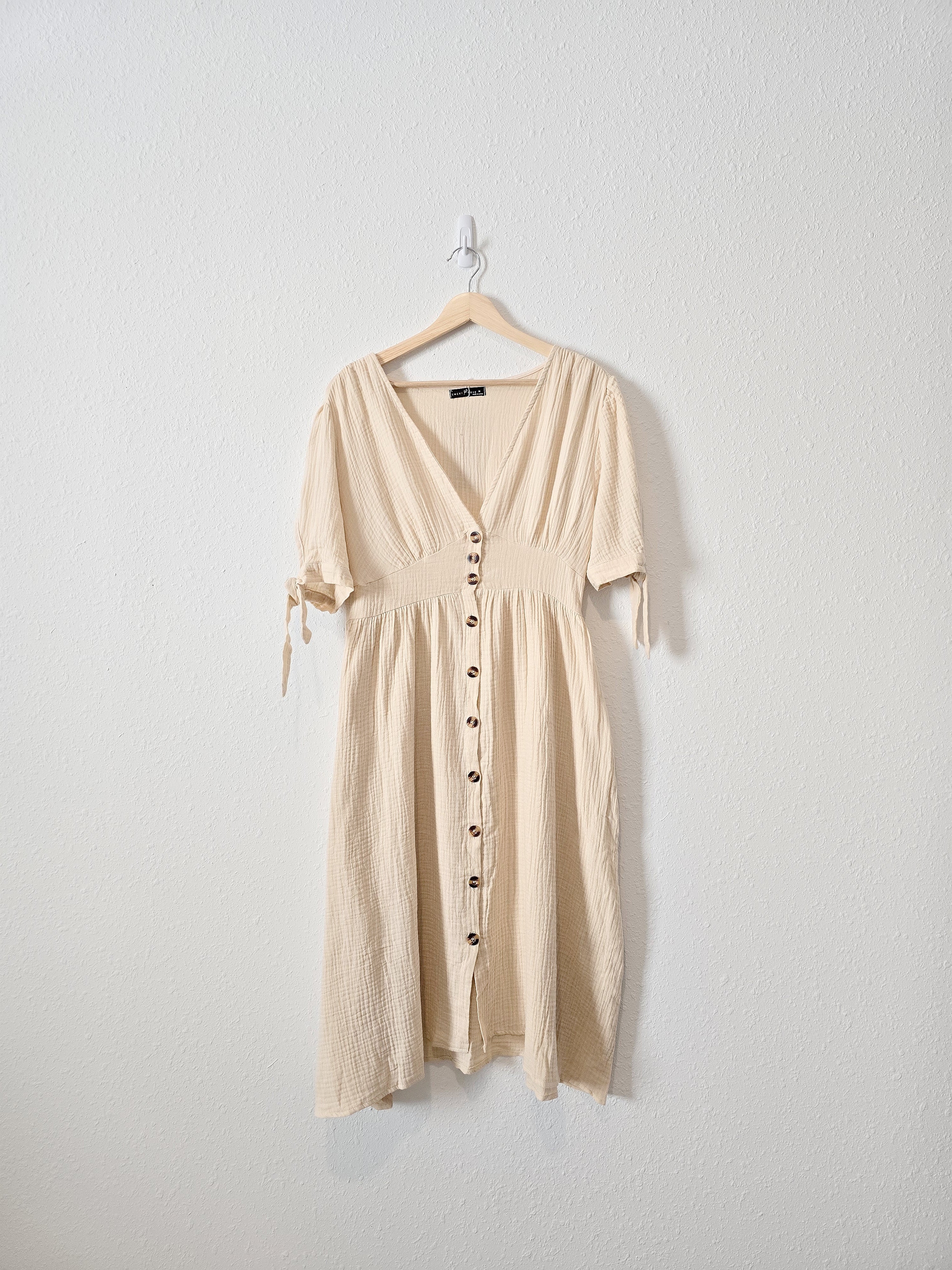 NEW Cream Gauze Midi Dress (M)