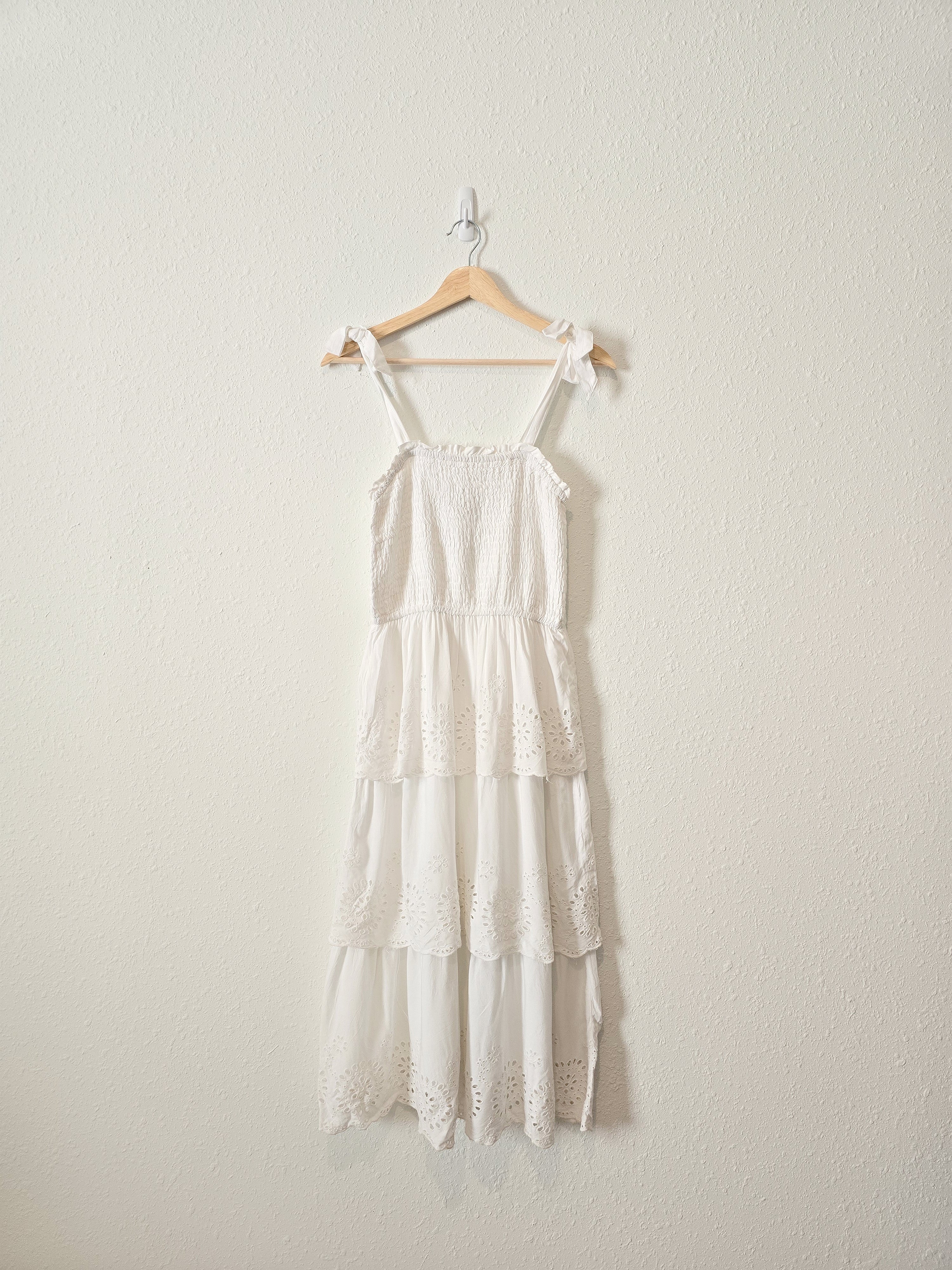 Eyelet Smocked Midi Dress (S)